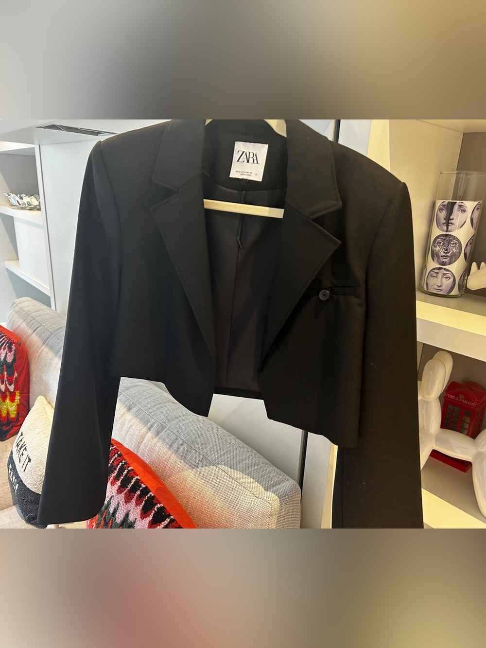 ZARA Black Cropped Blazer Jacket - Minimal Tailored Style